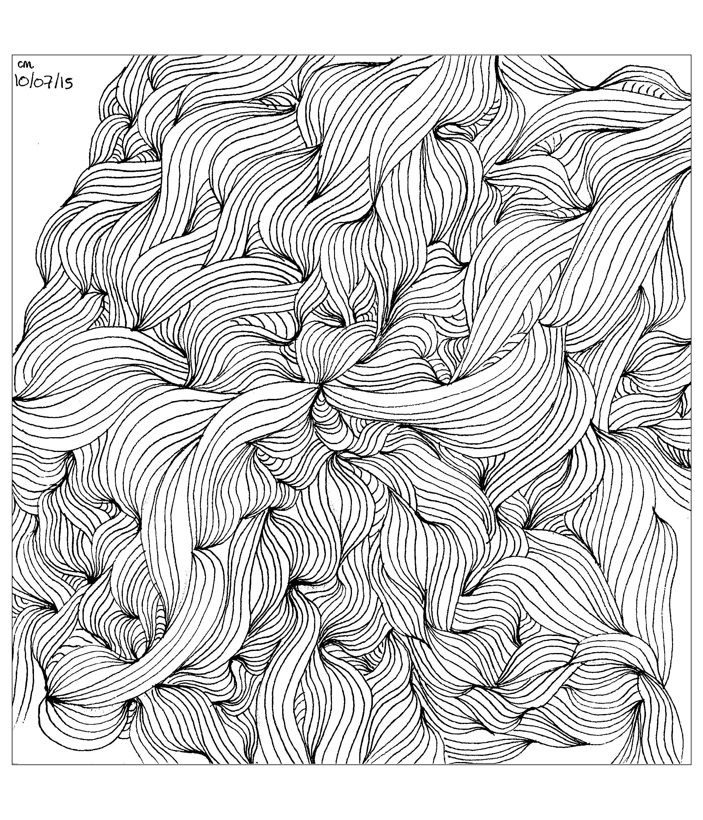 Tangle Lines (Coloriage de Zentangle à imprimer pour adultes)