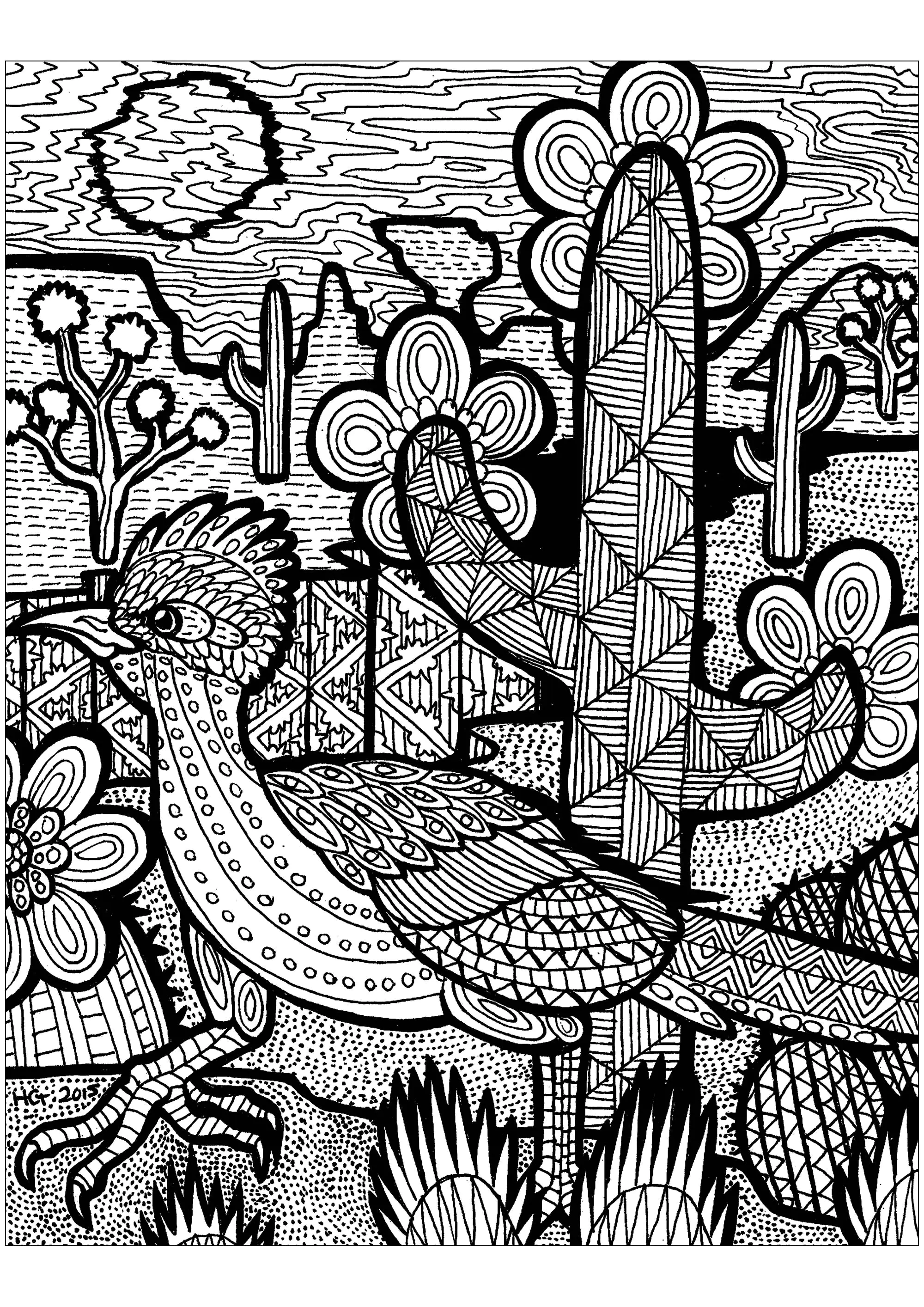 Motifs du desert (Coloriage de Zentangle à imprimer pour adultes)