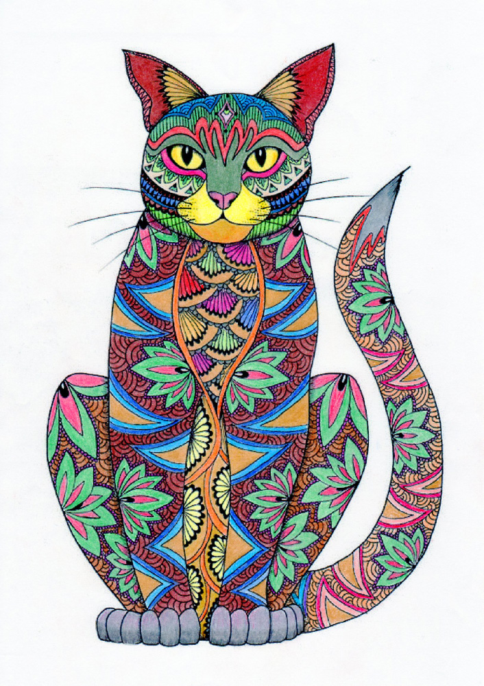 Cat to color for children : Magnificent cat - Cats Kids Coloring Pages