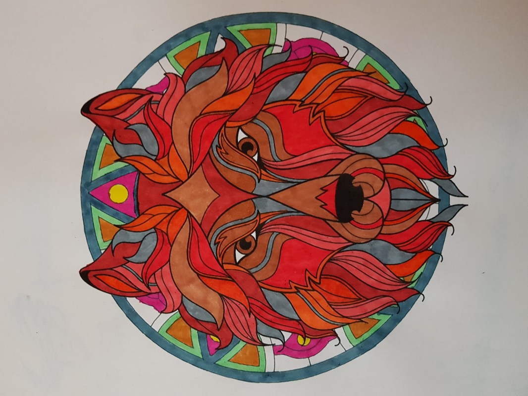 Mandala tête de loup 4 - Mandalas difficiles (pour adultes) - 100%