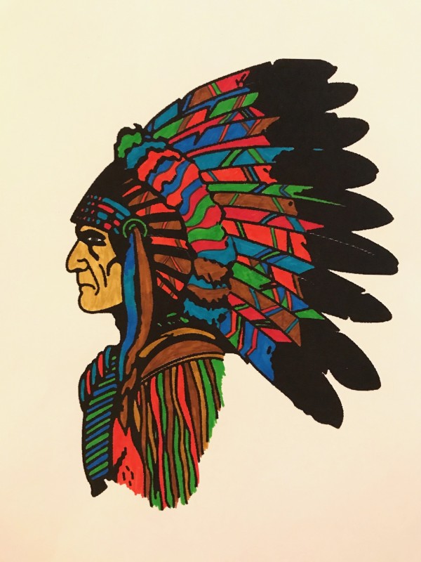 Simple native american profile - Native American Adult Coloring Pages