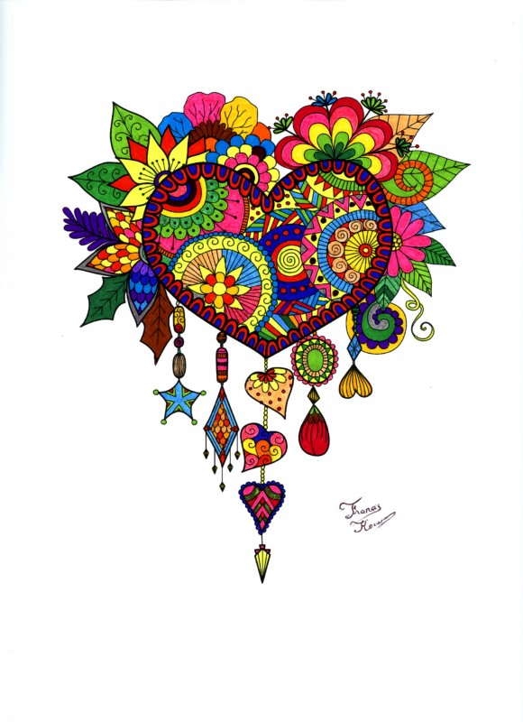 Heart dreamcatcher - Dreamcatchers Adult Coloring Pages