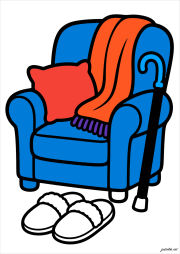 Creation by dominique from Fauteuil avec couverture et canne