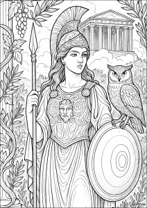 Atena, dea della saggezza (Pagina Grecia Antica da Colorare)