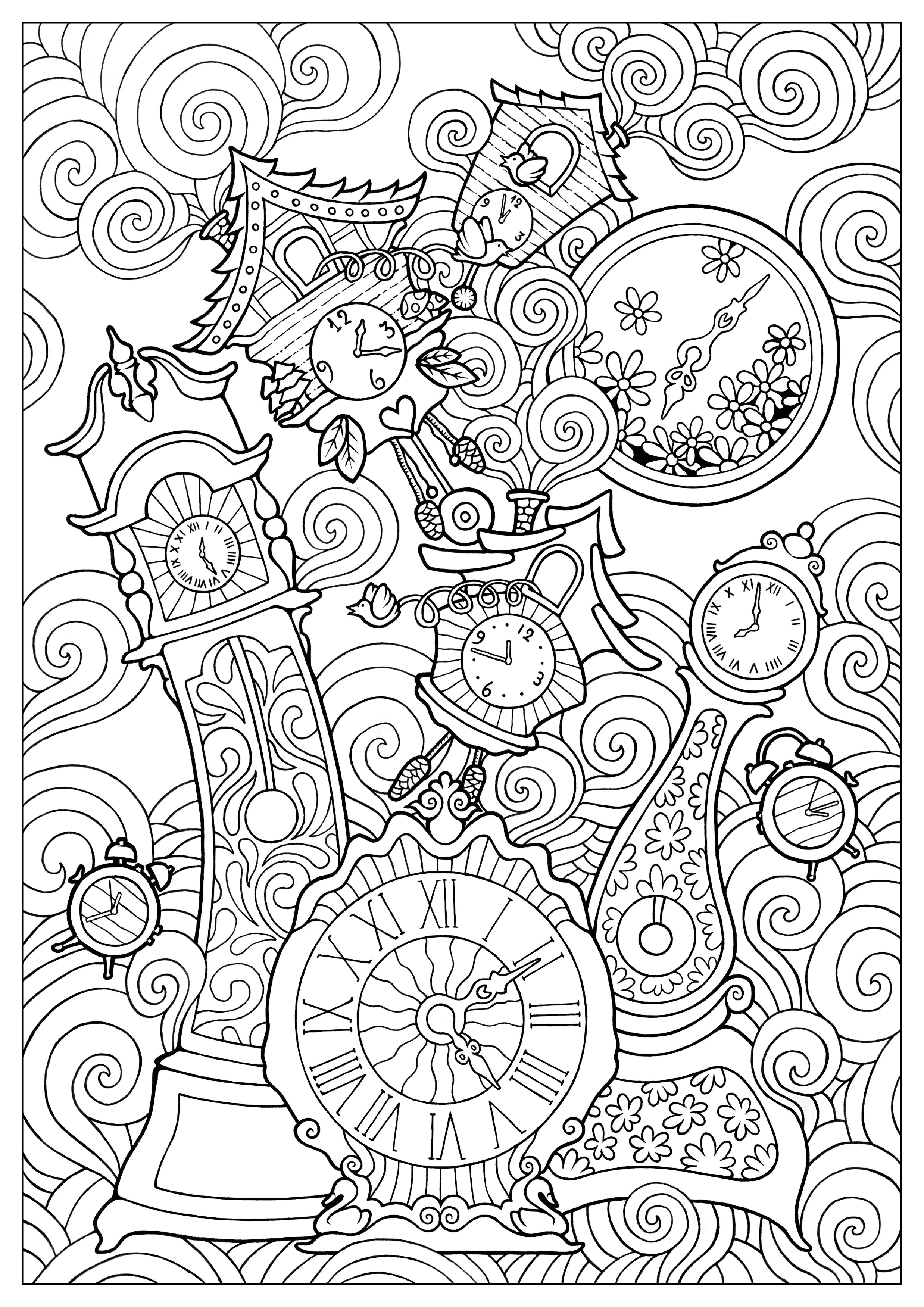 Strani orologi (Pagina Anti-stress / Zen da Colorare per adultos)