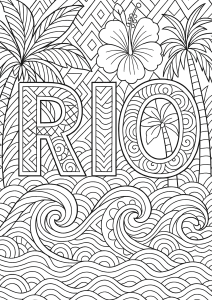 Rio: Modelli astratti, piante e onde (Pagina Anti-stress / Zen da Colorare)