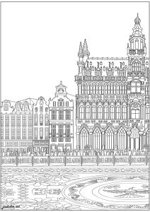 Grand Place di Bruxelles (versione 2) (Pagina Morgan da Colorare)