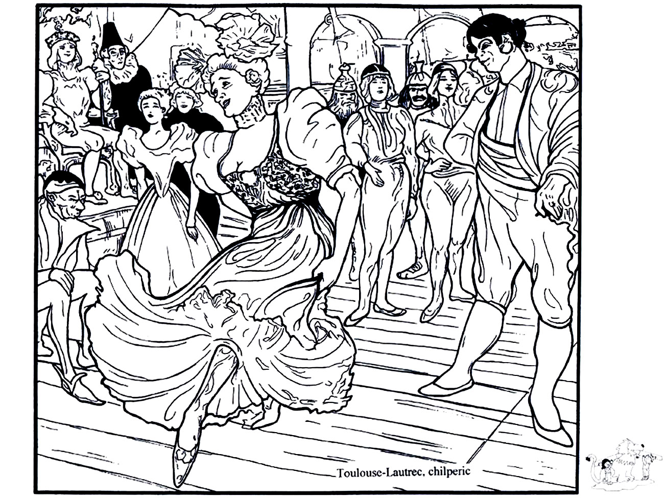 Henri de Toulouse-Lautrec - Marcelle Lender che balla il bolero in 'Chilpéric' (1895-1896). Bellissima colorazione ispirata al dipinto di Henri de Toulouse-Lautrec 'Marcelle Lender che balla il bolero in 'Chilpéric'' (1895-1896).

