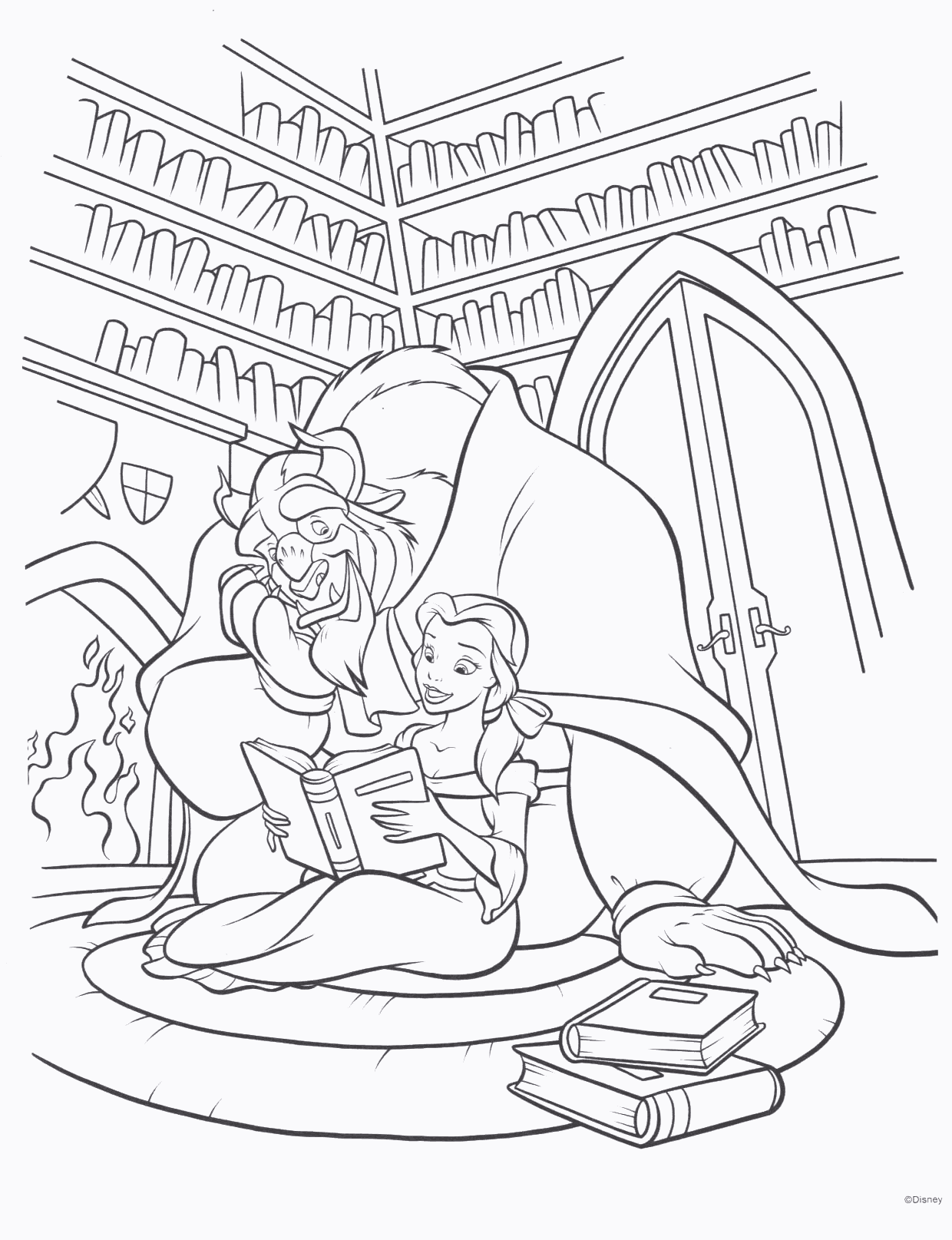 La Bella e la Bestia (Disney) (Pagina Ritorno all infanzia da Colorare per adultos)