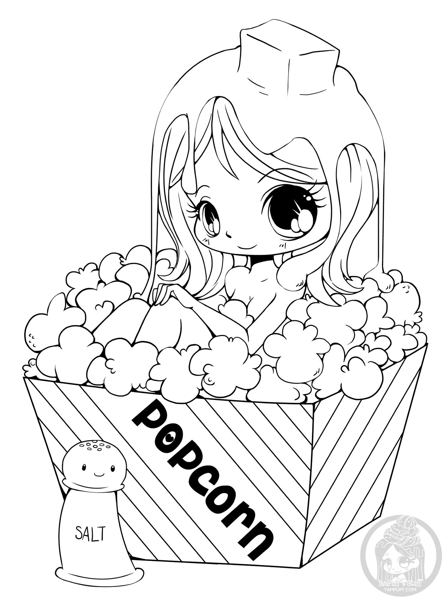 Che ne dite di un bagno di popcorn? Si dice che faccia bene alla pelle! Colorate e provate!, Artista : Yampuff