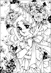 Caramelle circondate da fiori (Pagina Ritorno all infanzia da Colorare)