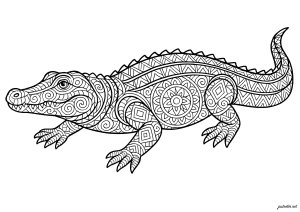 Coccodrillo con affascinanti motivi stilizzati (Pagina da Colorare)