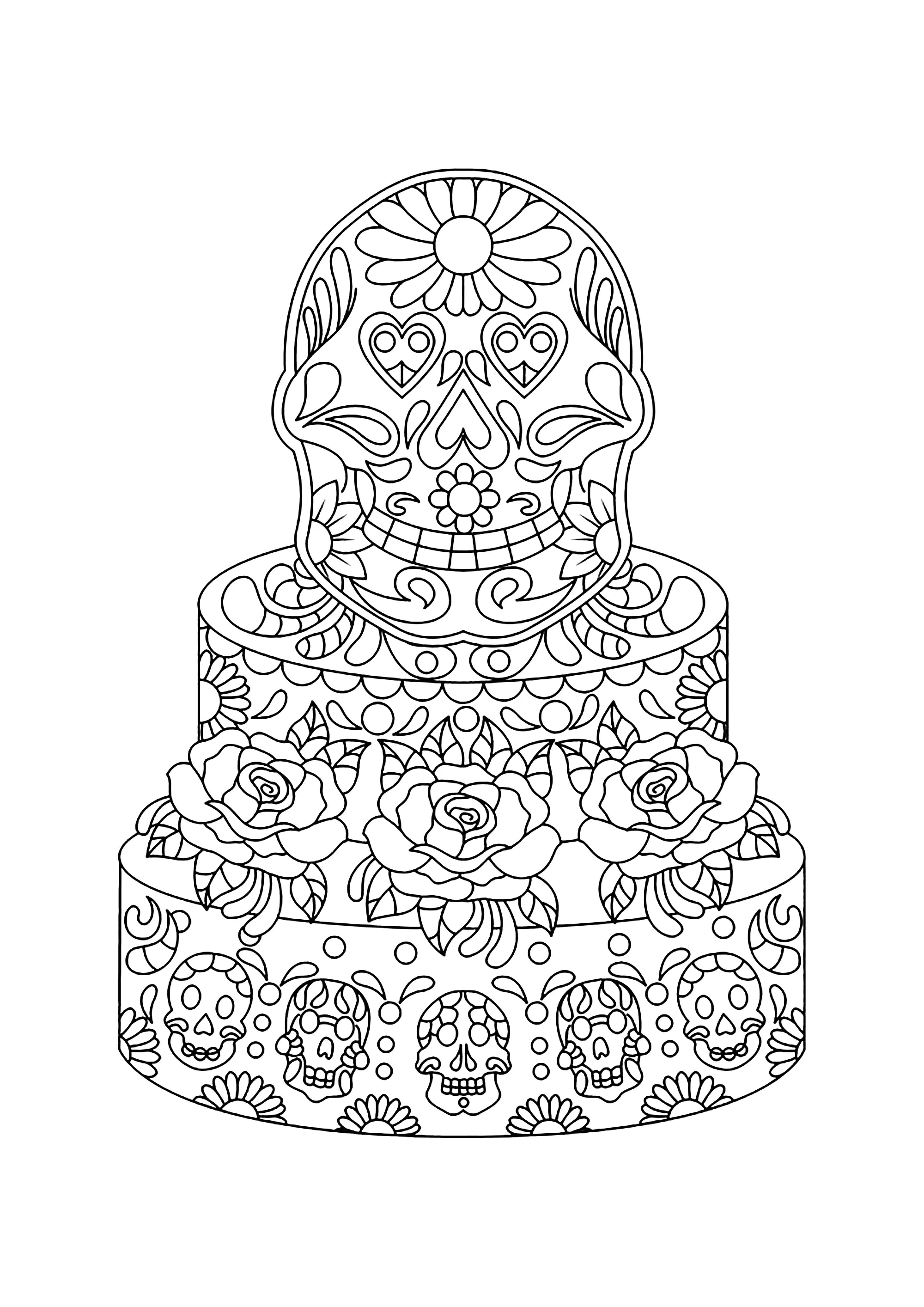 Torta decorata messicana (Pagina Cup Cakes da Colorare per adultos)
