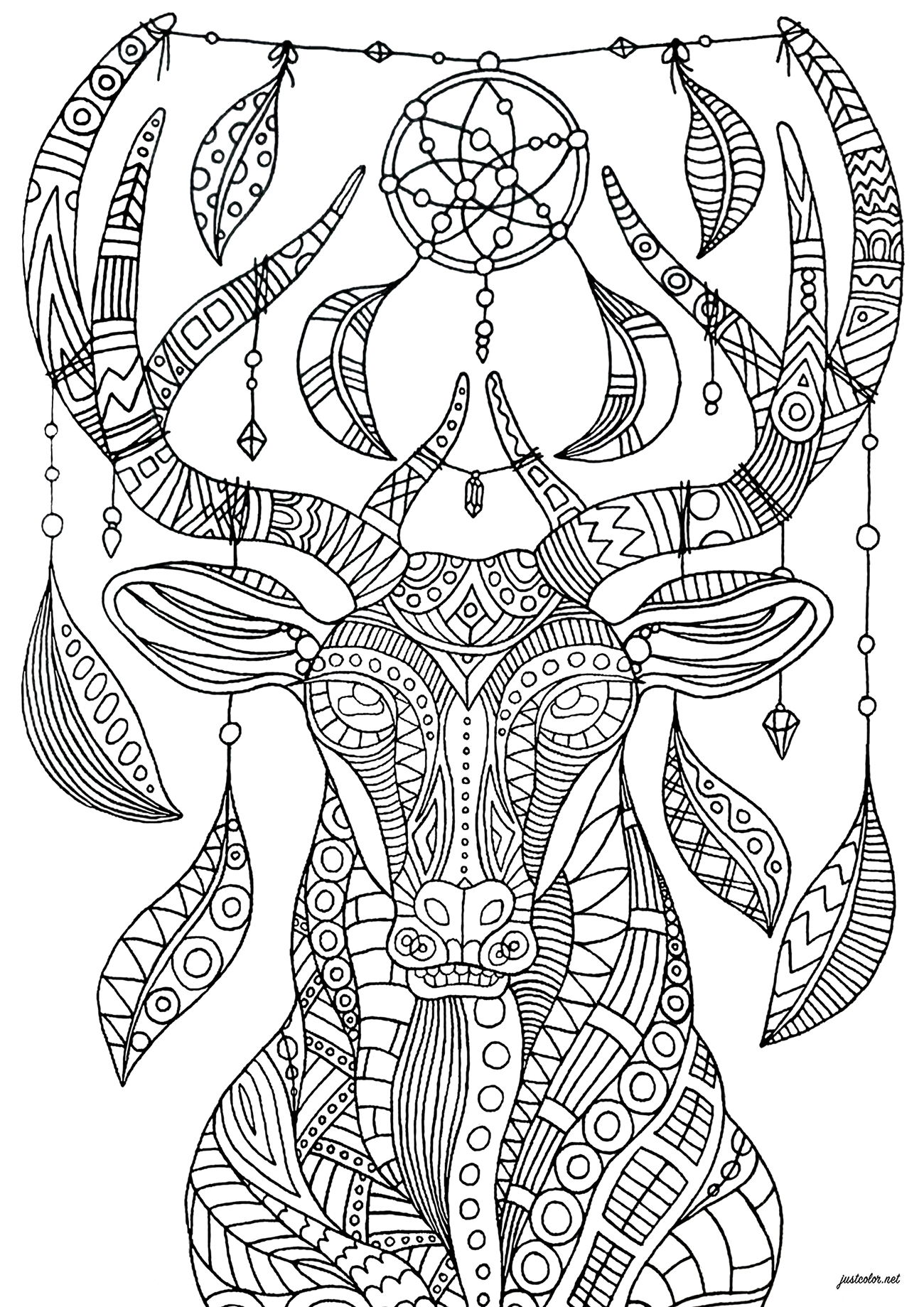 Colorate questo cervo con ornamenti bohémien e rilassanti - versione complessa