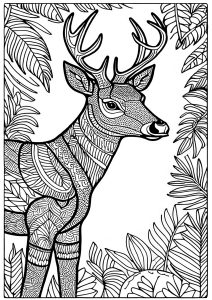 Pagina da Colorare per adultos : Cervi e bei disegni