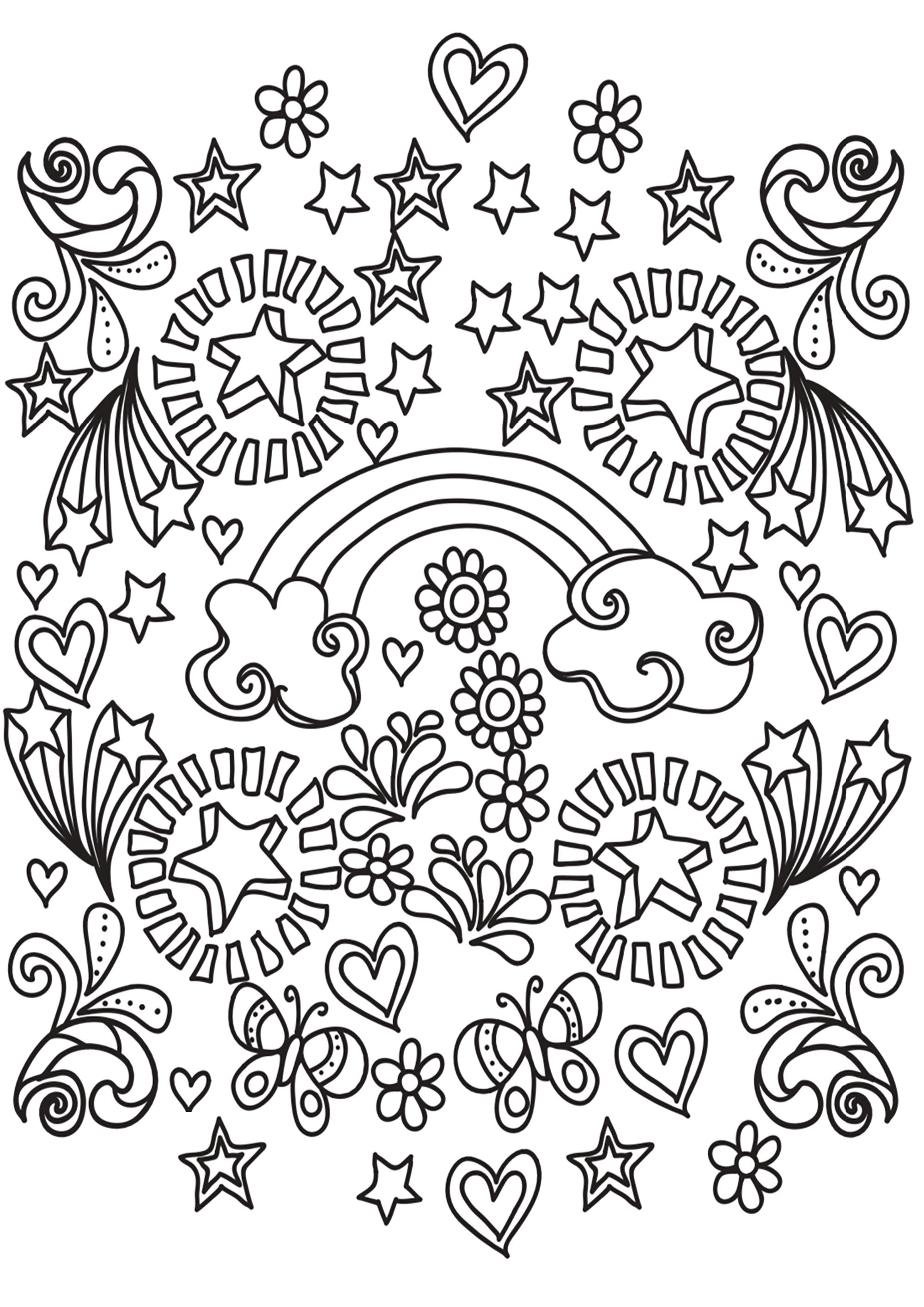 Pagina Doodle art / Doodling da Colorare : Scarabocchio "gioia di vivere Pagina Doodle art / Doodling da Colorare per adultos : Scarabocchio "gioia di vivere