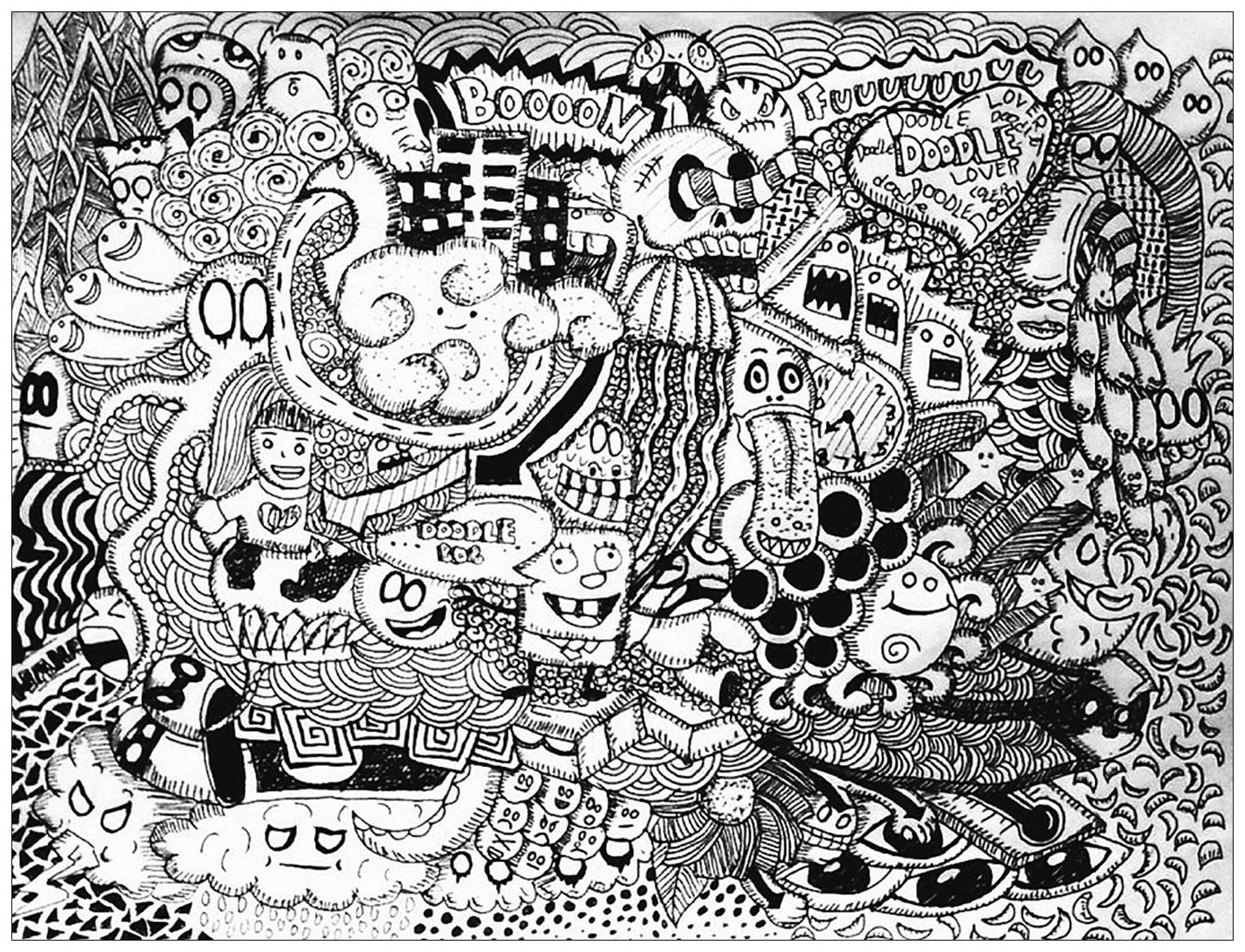 Pagina Bon Janapin da Colorare per adultos : Doodle-art-doodling-67678