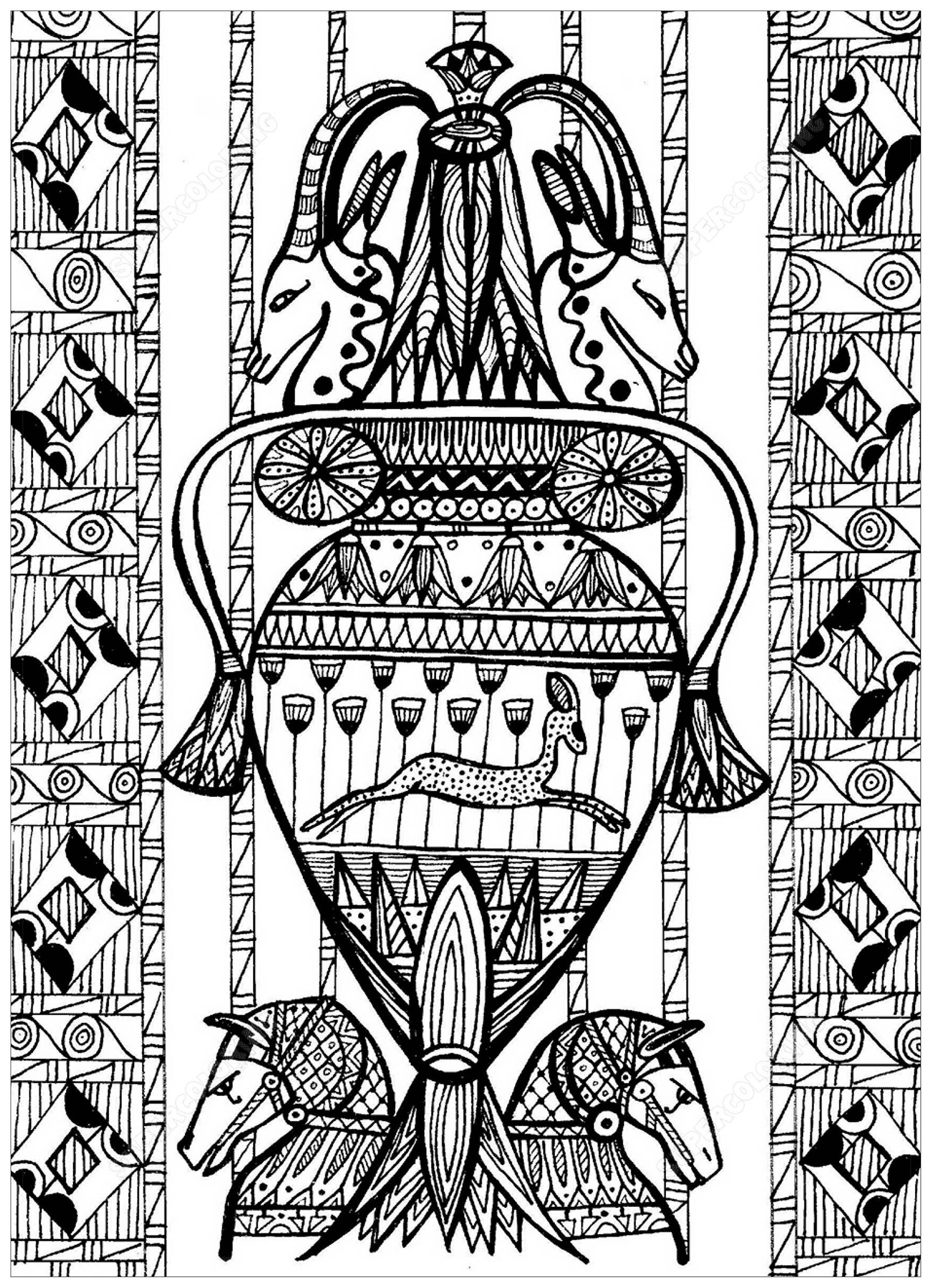 Disegni da colorare per adulti egitto geroglifici
