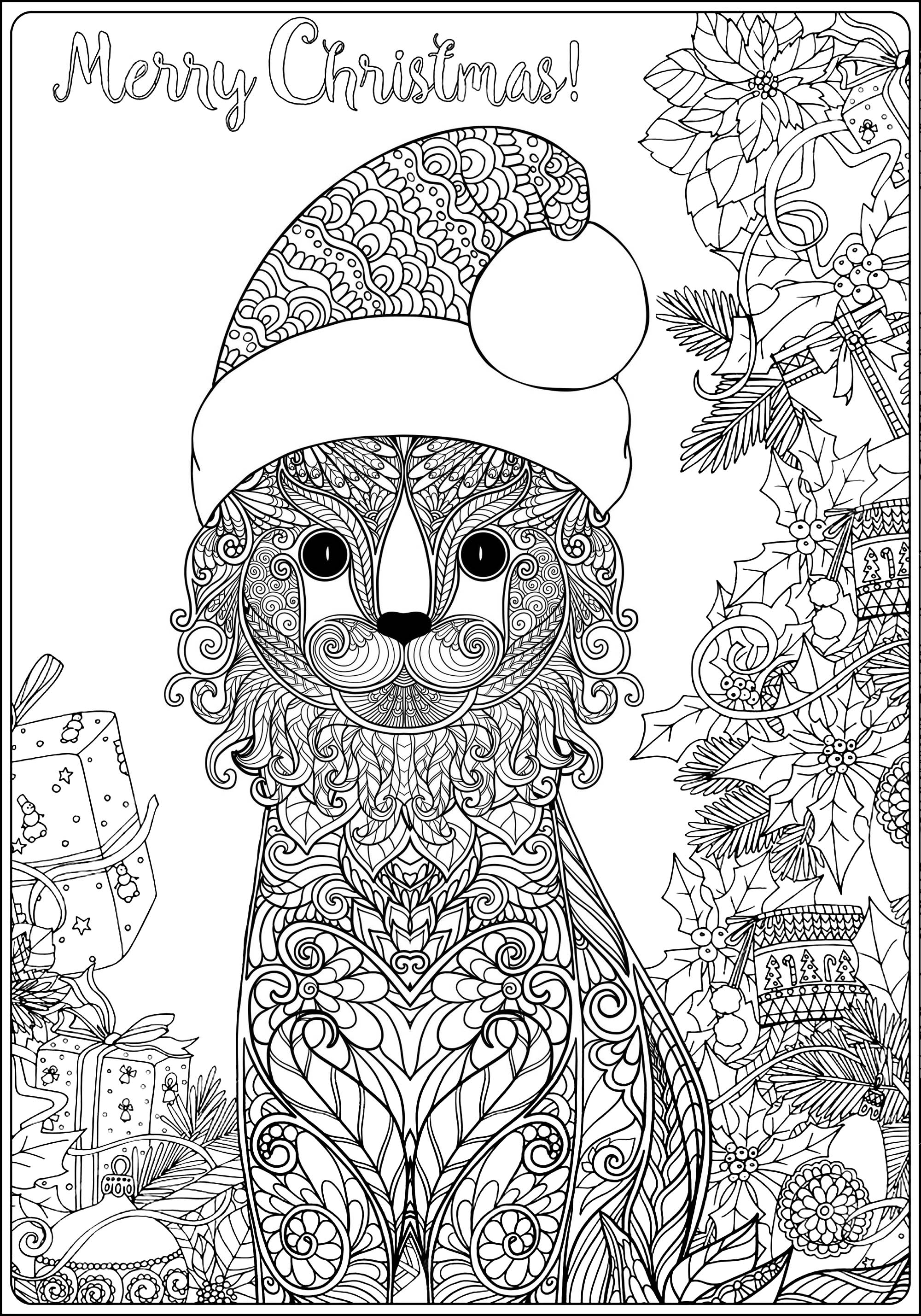 Disegni da Colorare per Adulti : Natale - 3, Fonte : 123rf   Artista : Elena Besedina