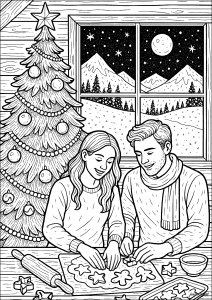 Notte di Natale al chalet (Pagina da Colorare)