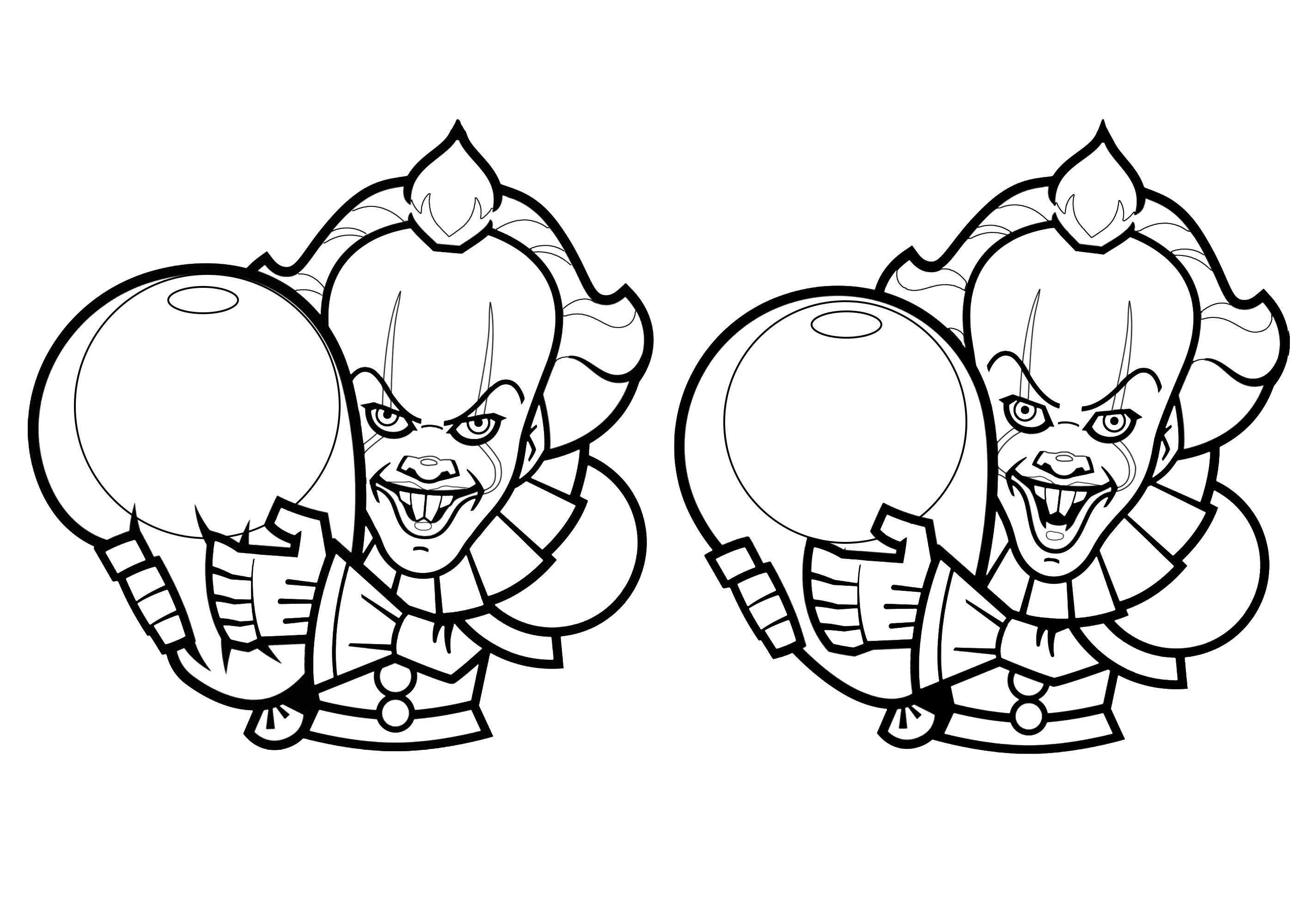Colorate queste due clippart vettoriali che rappresentano Pennywise, il clown dei romanzi e dei film di It.