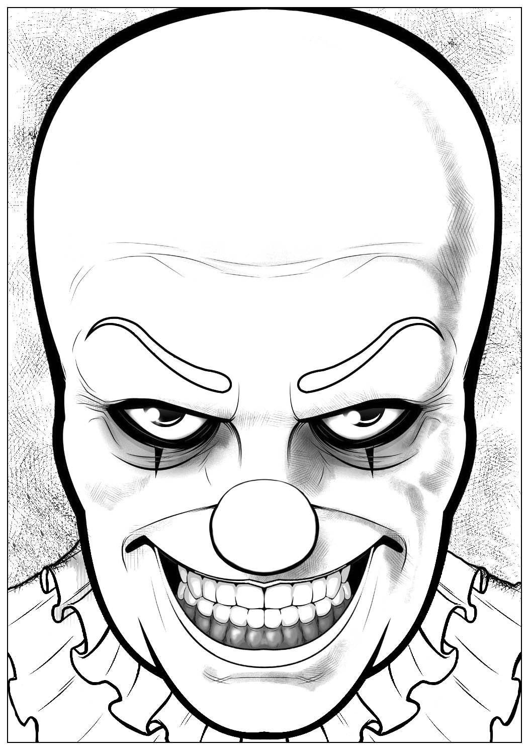 Disegni da colorare per adulti Halloween 52 Immagine prendente Clown Orrore