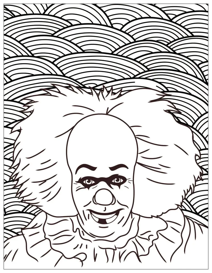 Horror-colorare-pagina-il-clown-semplicemente (Halloween)