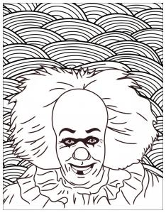 Horror colorare pagina il clown semplicemente