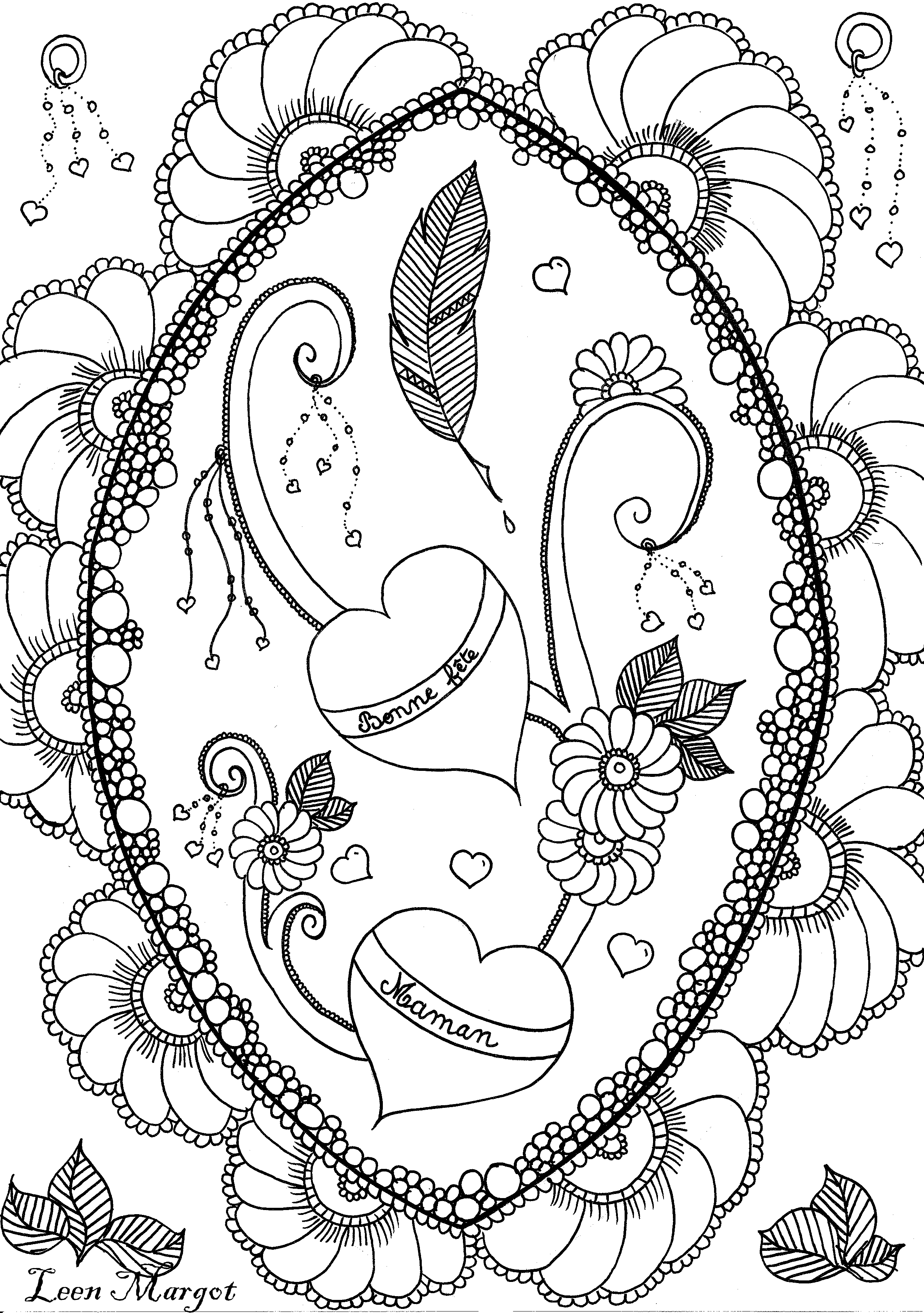 Disegni da colorare per adulti : Fiori e vegetazione - 40, Artista : Leen Margot