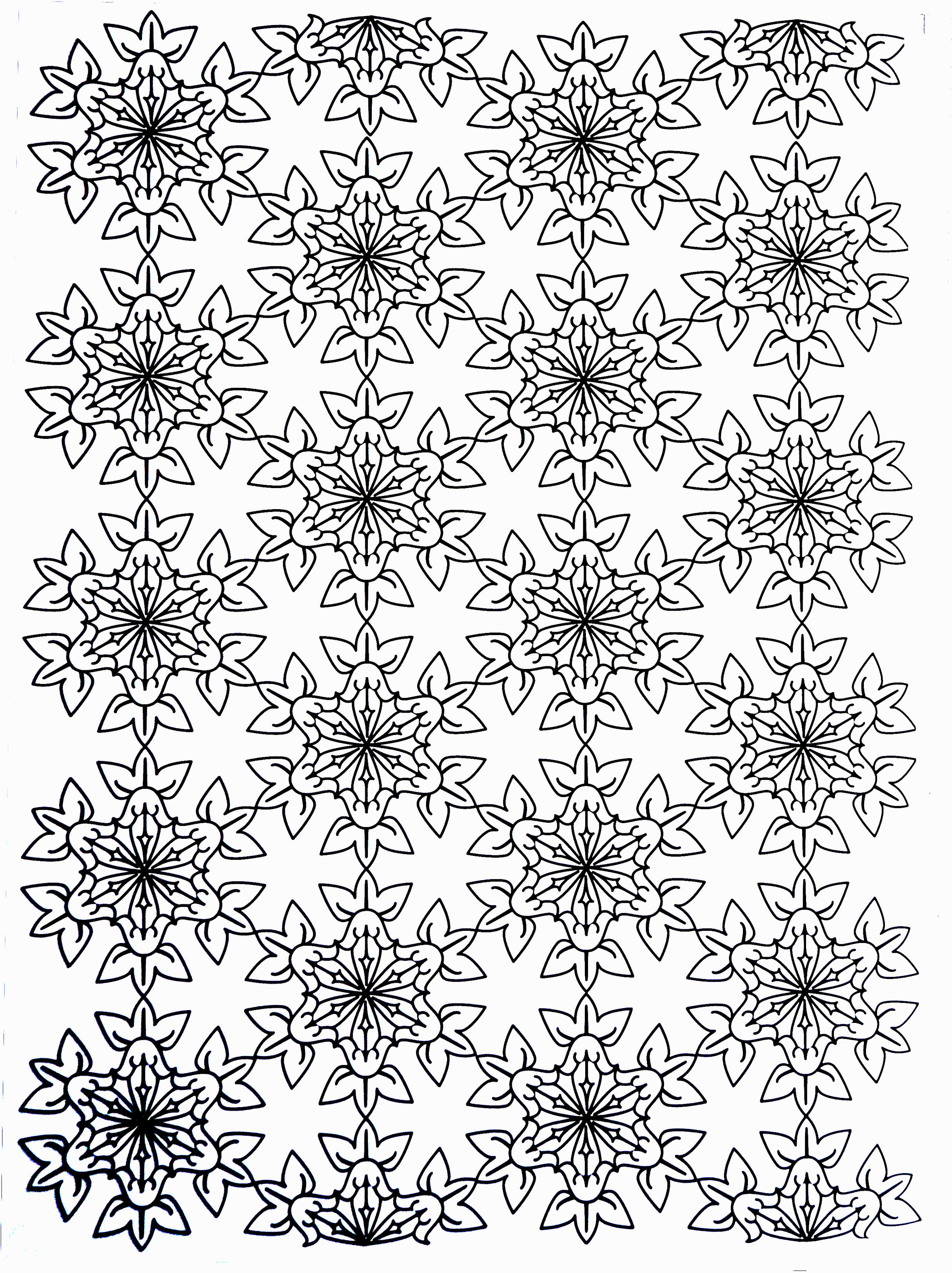Pagina da colorare per adulti con fiori dai bellissimi petali Pagina da colorare per adulti con fiori dai bellissimi petali
