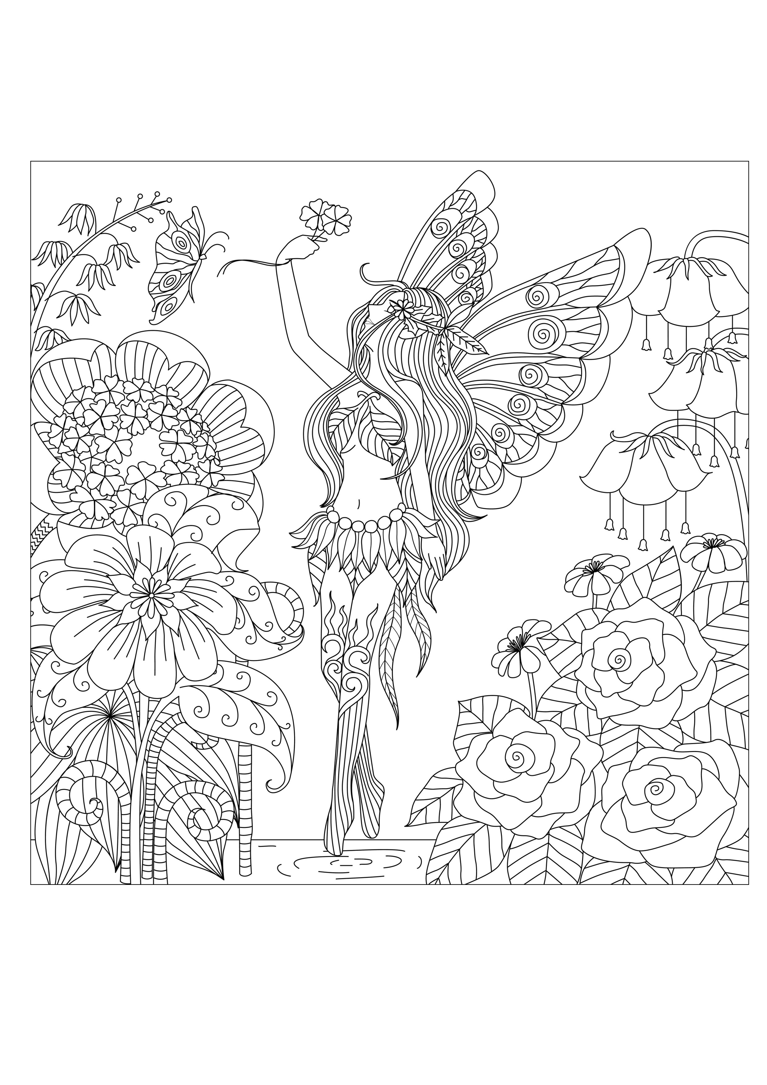 Disegni da colorare per adulti : Fiori e vegetazione - 76, Artista : Bimdeedee   Fonte : 123rf