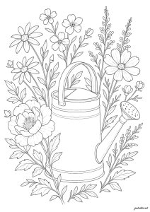 L'annaffiatoio da giardino (Pagina Fiori e vegetazione da Colorare)