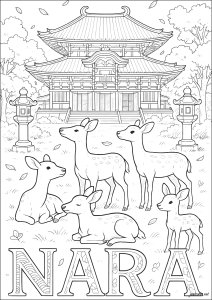 Nara, l'antica capitale imperiale del Giappone (Pagina da Colorare)