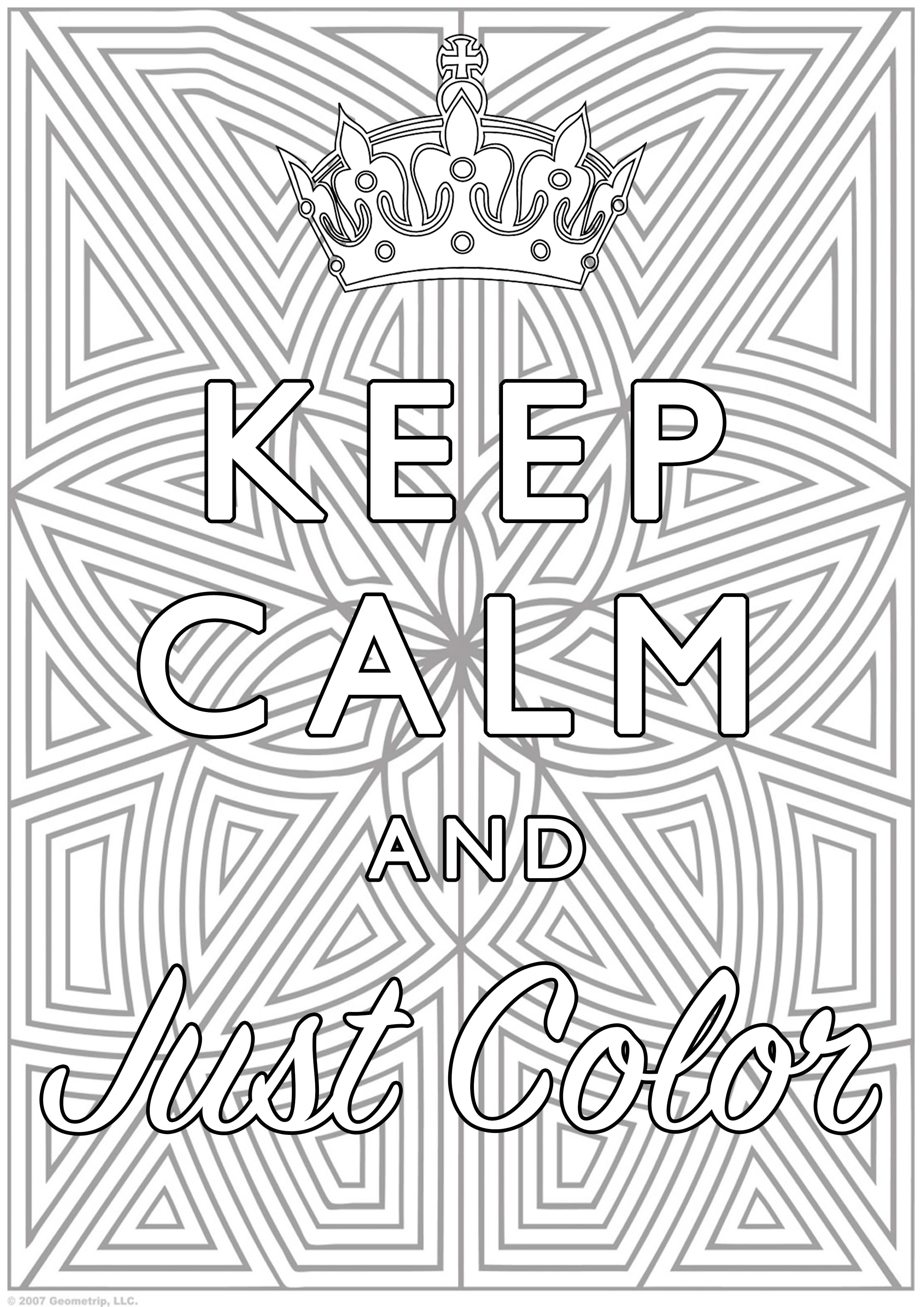 Disegni da Colorare per Adulti : Keep Calm - 10