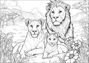 Famiglia di leoni