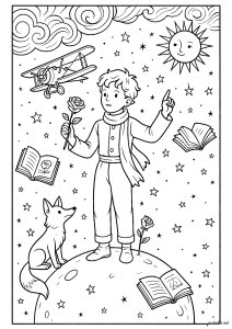 Il Piccolo Principe e il suo universo onirico (Pagina Libri e fumetti da Colorare)