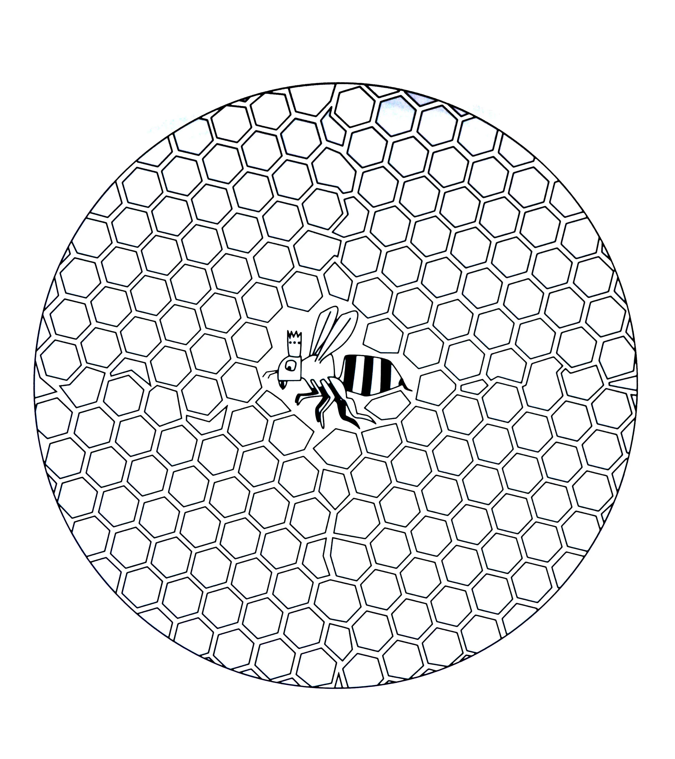 Libero-mandala-da-colorare-:-ape-in-alveare