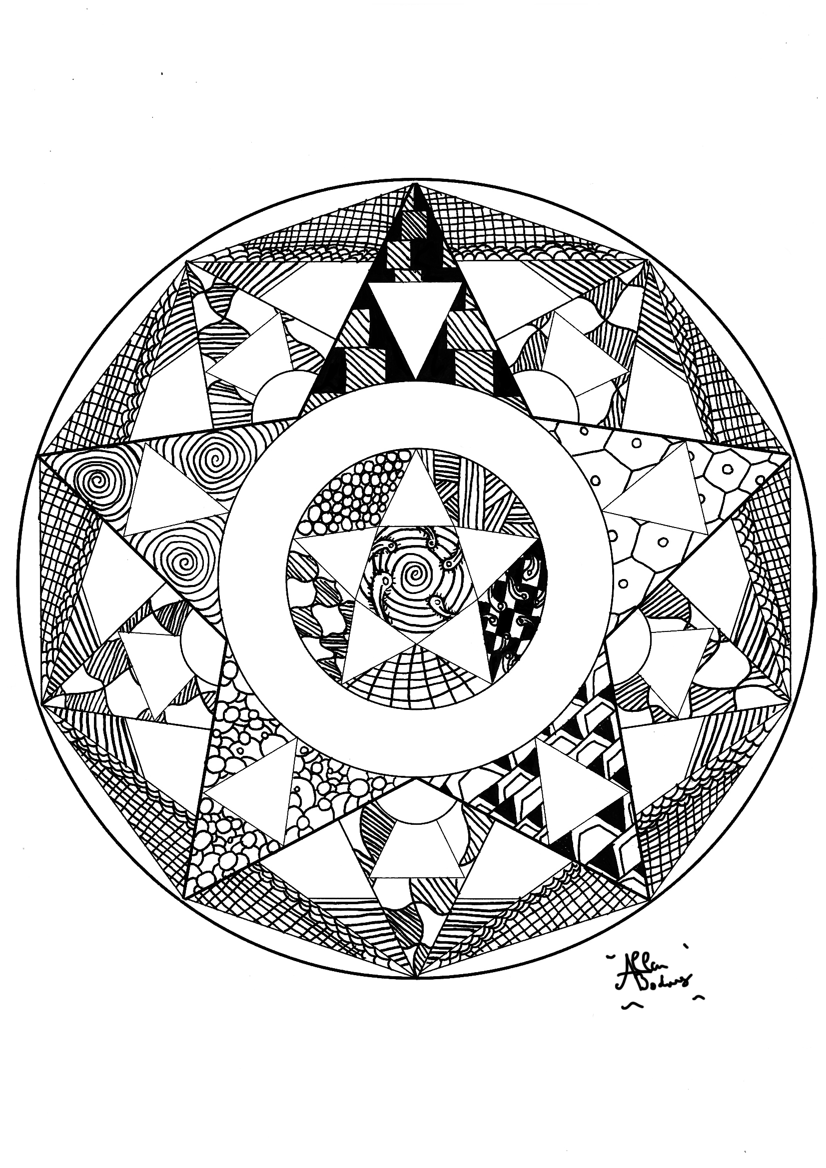 Disegni da colorare per adulti : Mandalas - 100, Artista : Allan