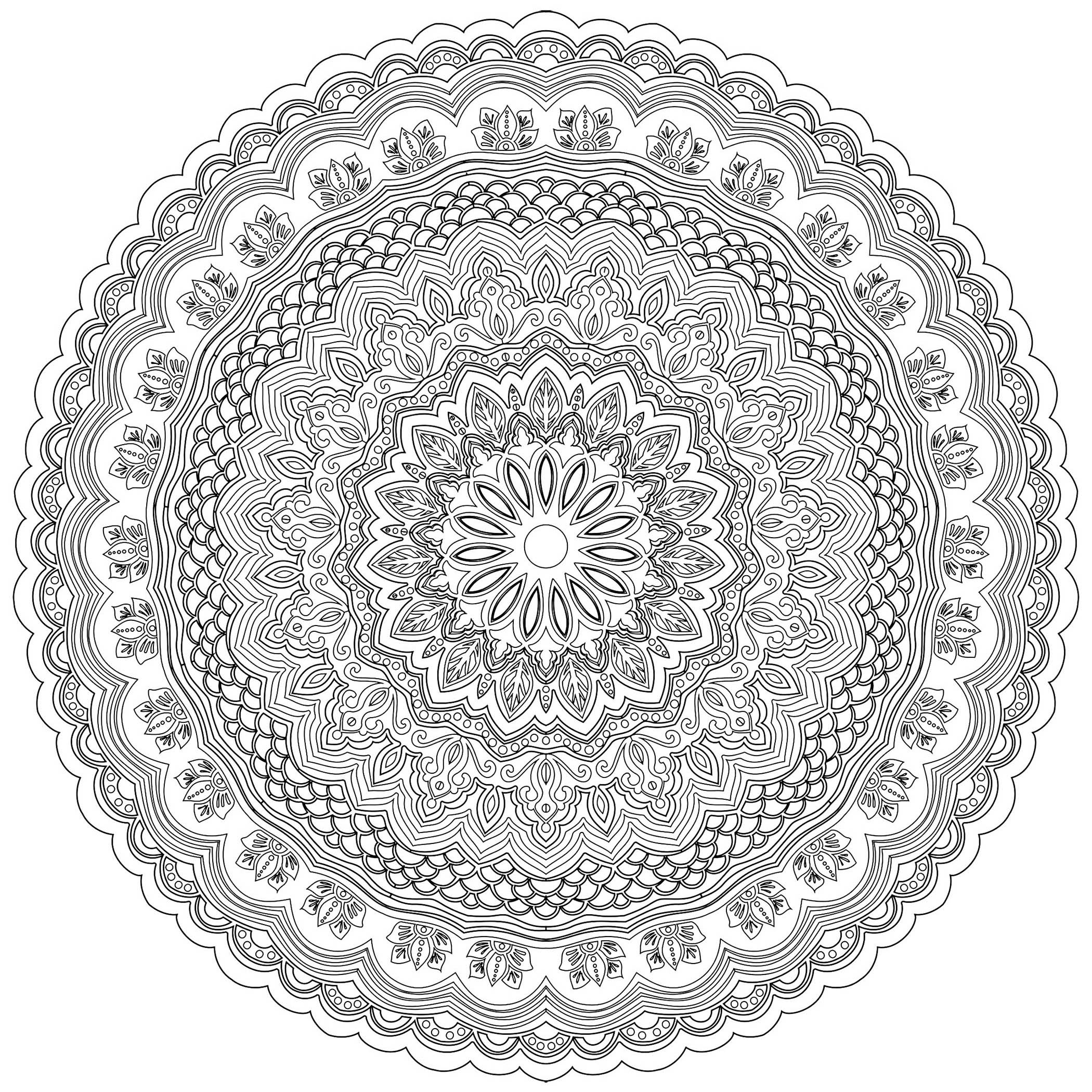 Mandala zen e antistress - 10 (Pagina da Colorare) Mandala zen e antistress - 10 (Pagina da Colorare per adultos)