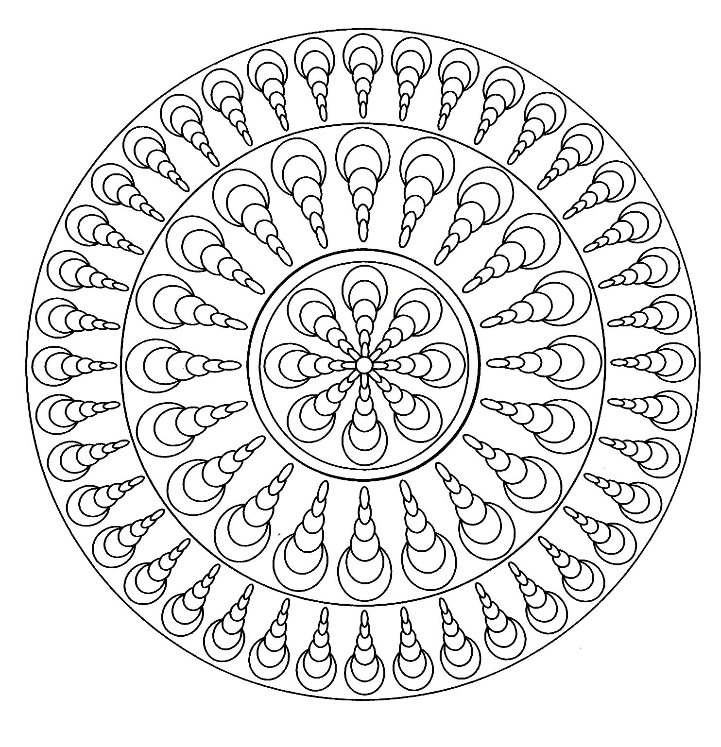 Mandala con conchiglie orientate nella stessa direzione