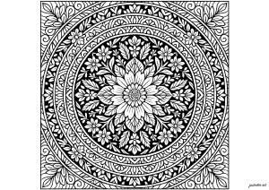 Mandala floreale con motivi incantevoli (Pagina da Colorare)