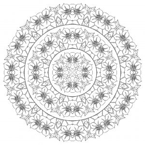 Mandala complesso con molti fiori