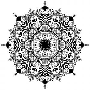 Illustrazione ispirata al mandala / zentagle, bianco e nero