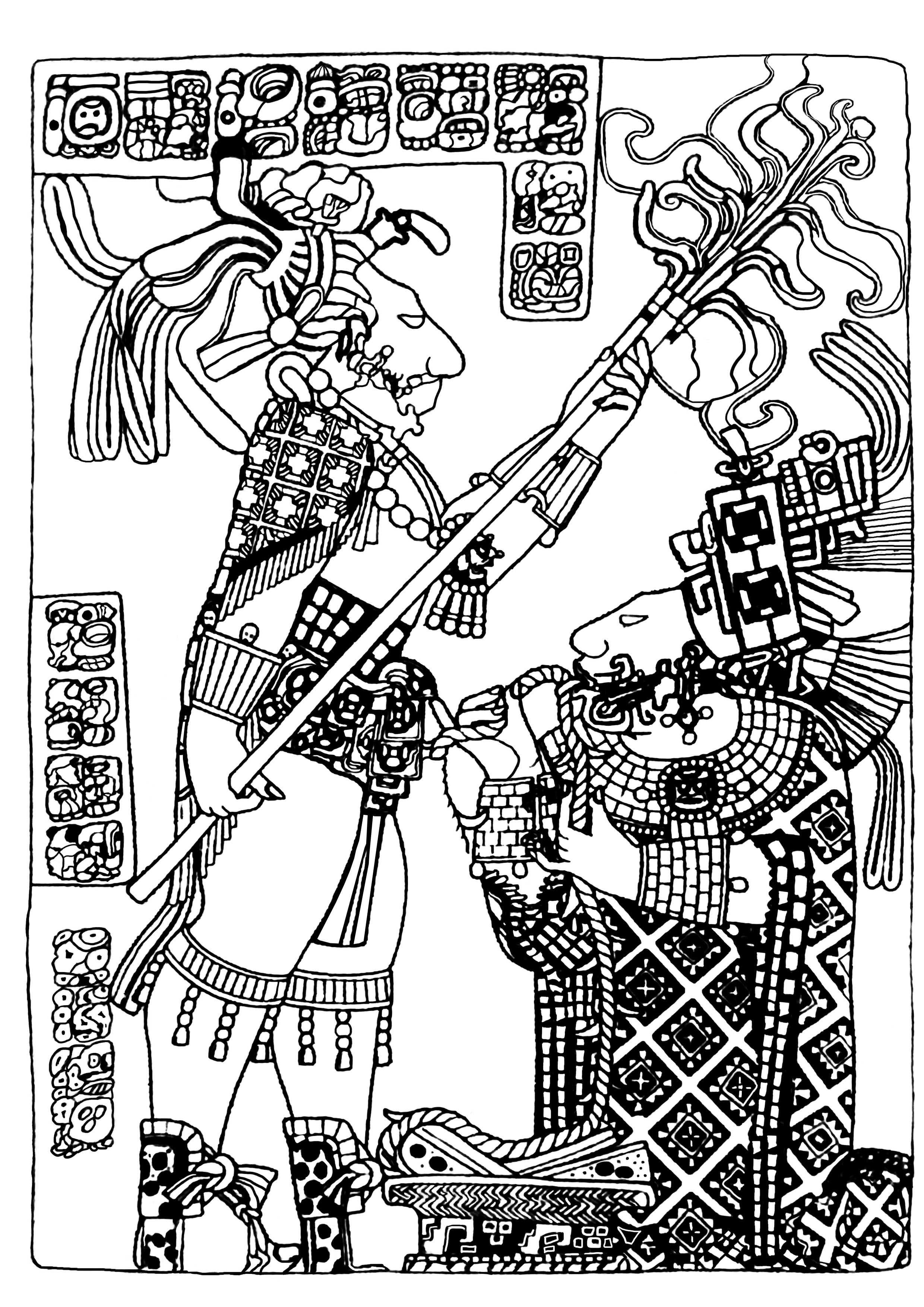 Disegni da colorare per adulti Maya Aztechi e Incas 25 Immagine prendente