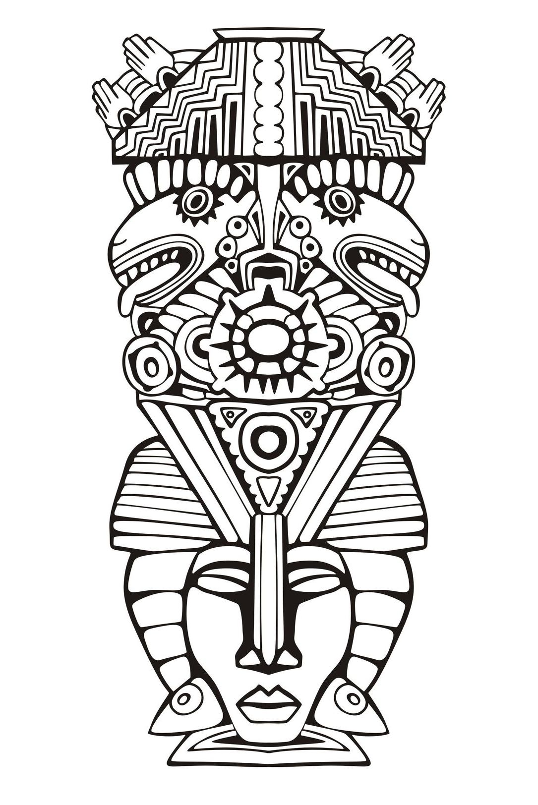 Disegni da colorare per adulti Maya Aztechi e Incas 11 Artista Stampa