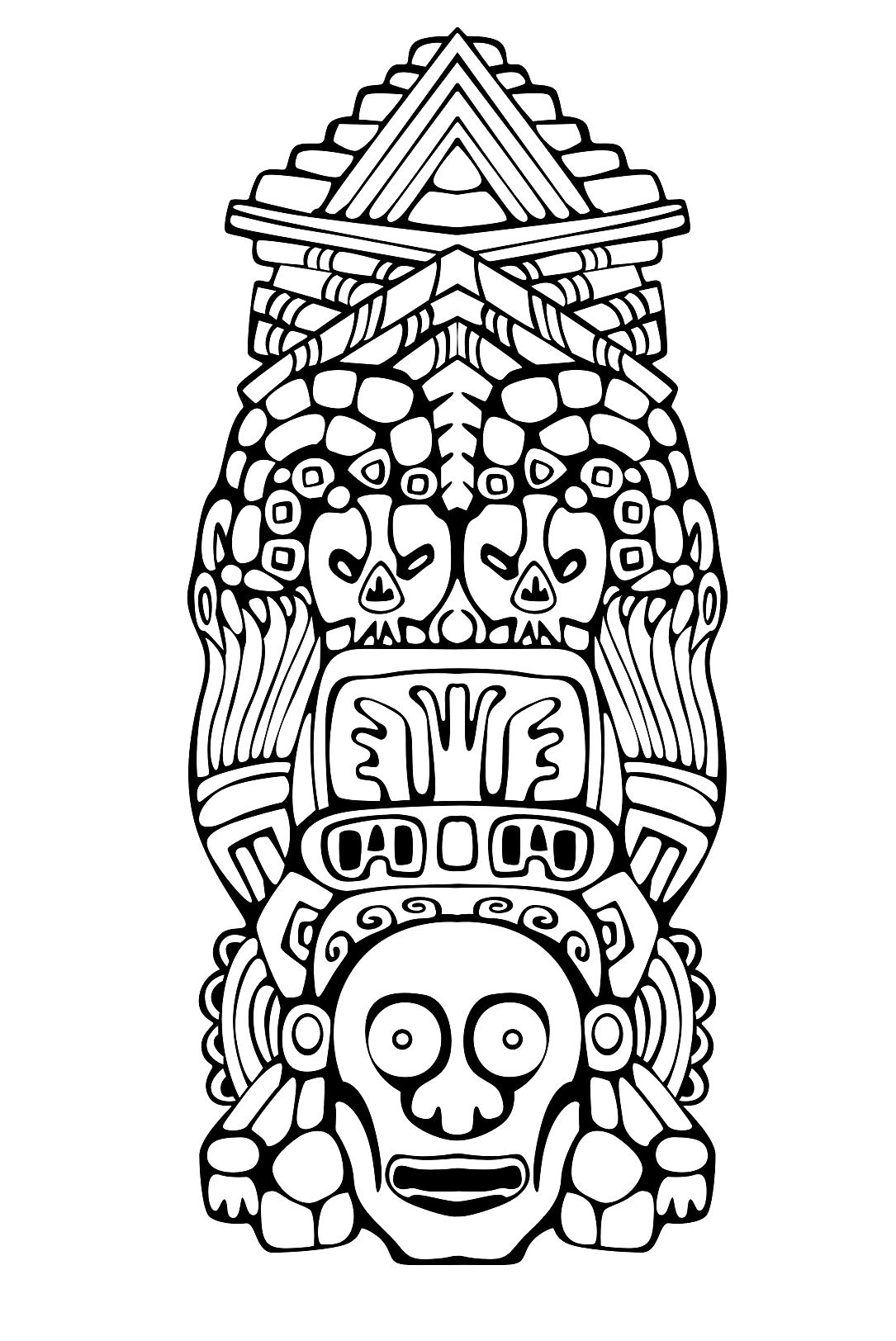 Disegni da colorare per adulti : Maya, Aztechi e Incas - 8, Artista : Rocich   Fonte : 123rf