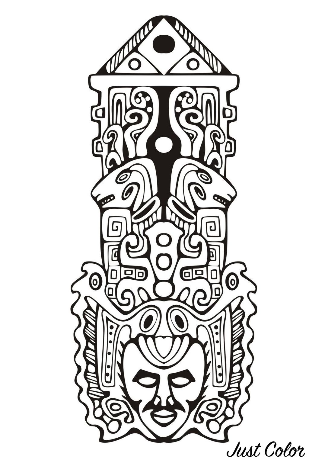 Disegni da colorare per adulti : Maya, Aztechi e Incas - 12