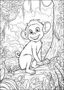 Scimmia felice nella giungla