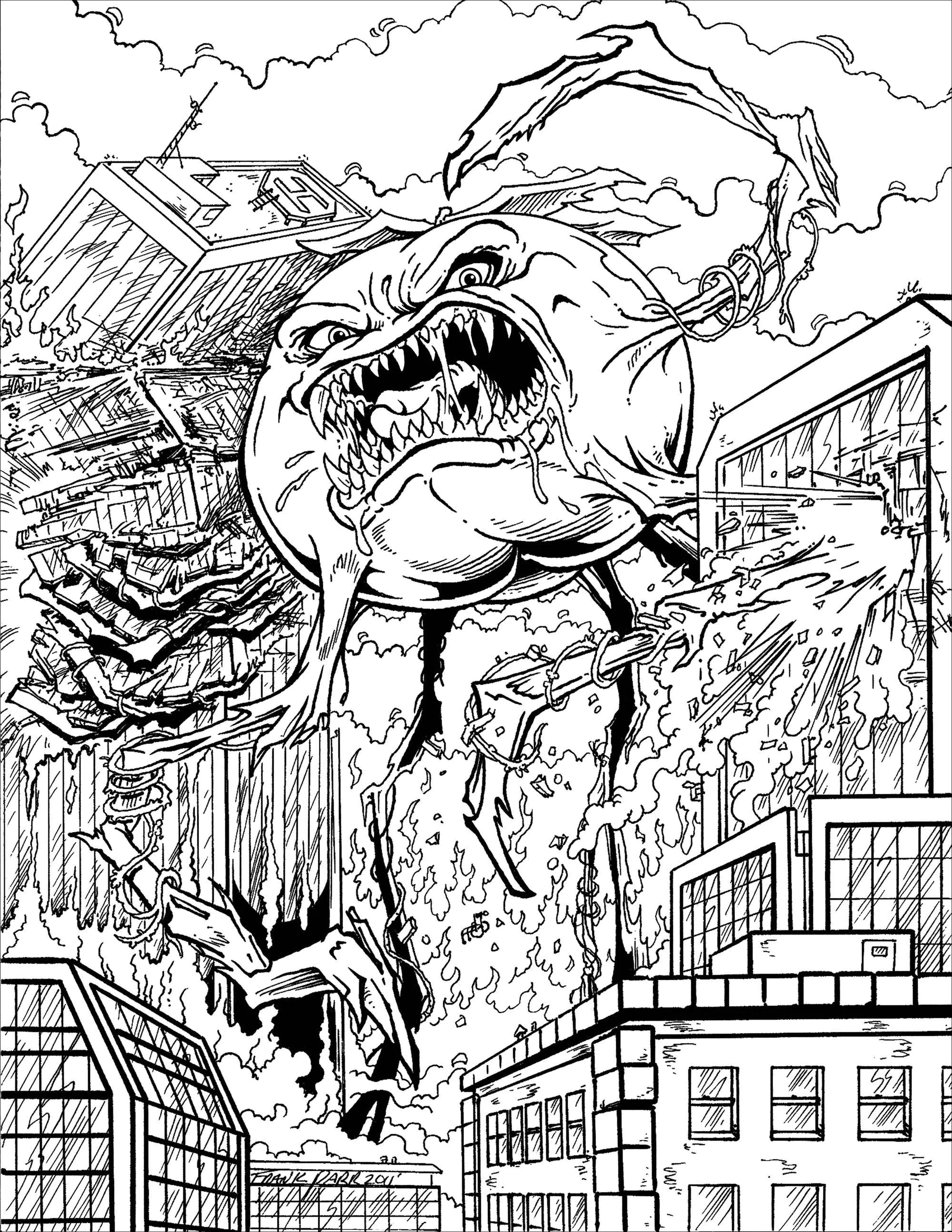 L'attacco di un pomodoro gigante killer (Pagina valentin da Colorare per adultos)