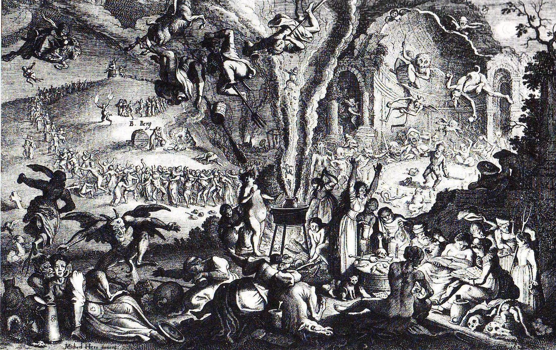 Il sabato delle streghe (Pagina Miti e leggende da Colorare per adultos)